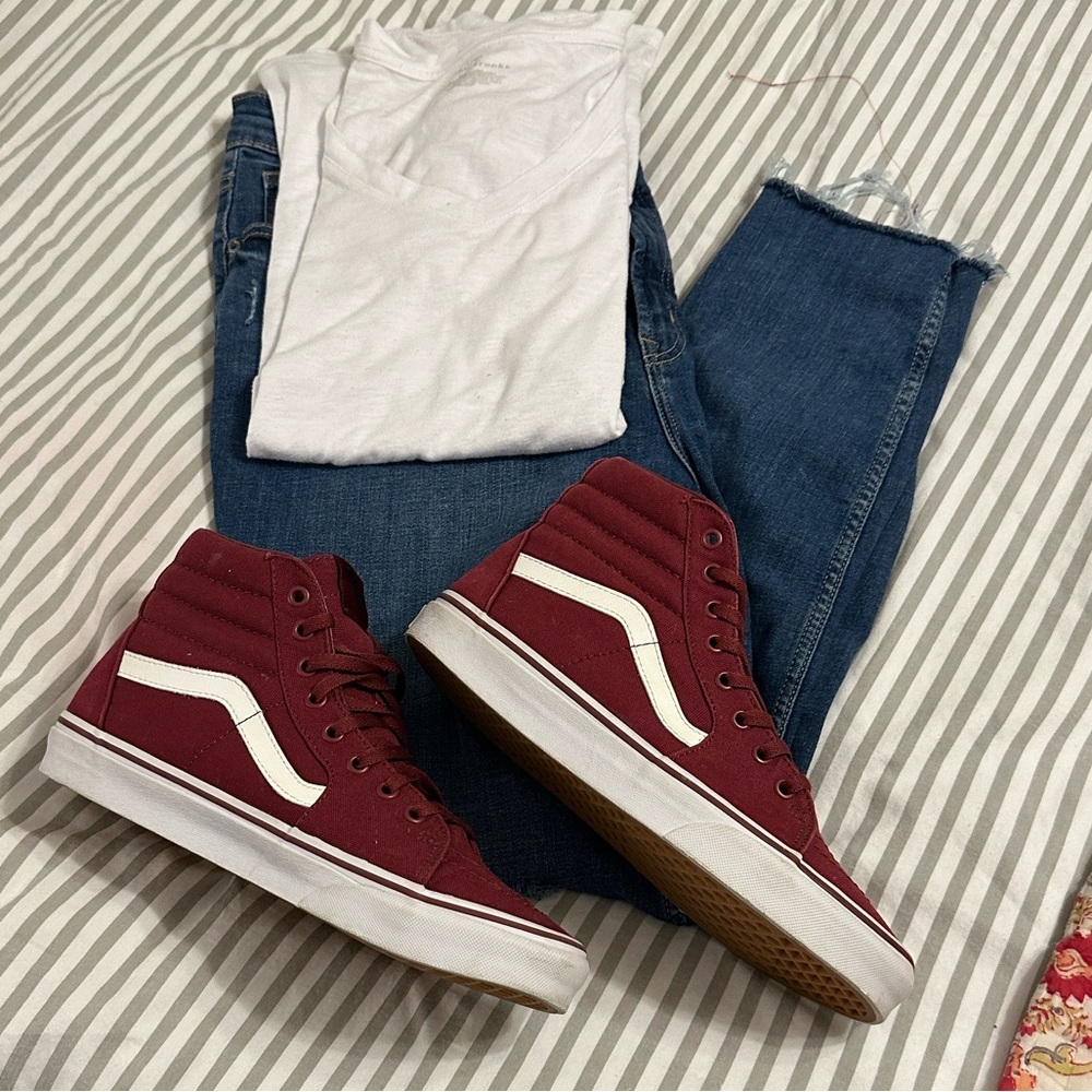 Vans Burgundy and White High-Top Sneakers size 9 men’s, 10.5 women’s